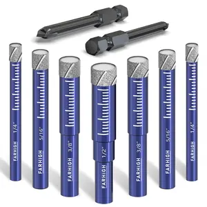 Hardware supplies 9 Pcs Diamond Drill Bit Set for Porcelain, Tile, Ceramic, Pots, Glass, Granite, Concrete, Masonry, Stone, Tile Drill Bits 1/4", 5/16", 3/8", 1/2" with Carbide-Tipped Drill Bit 1/4"