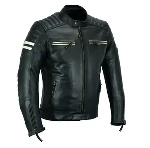 INTAN Safety with Style Mens Motorcycle Armored (Natural Grain) Leather Jacket IN-4026 (Large)
