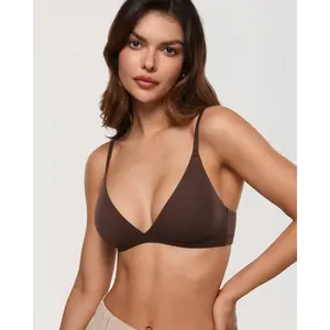 Women's Inbarely Triangle Bralette Plunge Unlined Seamless Bra No Underwire Sexy Comfortable Everyday