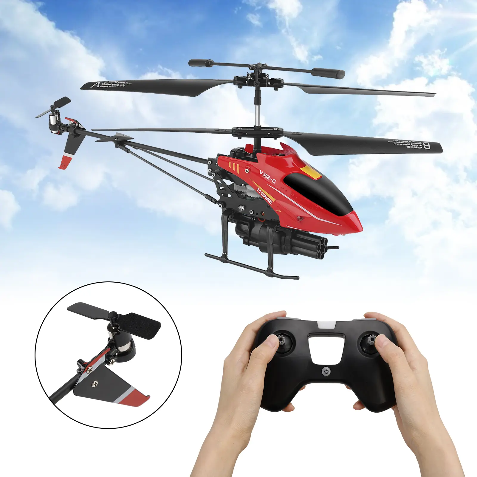 V398-C RC Helicopter - 2.4G, 6-Axis Gyro, ABS PA Material, Flying Toy for Kids, Perfect Gift, 1 x V398-C Helicopter