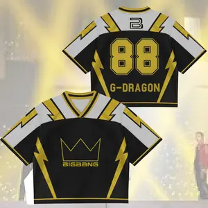 Bigbang The Throne Returned Mixed Mesh Jersey Kpop Football Jersey Shirt For V.I.P, Gdragon GD Taeyang, Daesung World Tour Concert Outfit, Boy Group Custom T-shirt