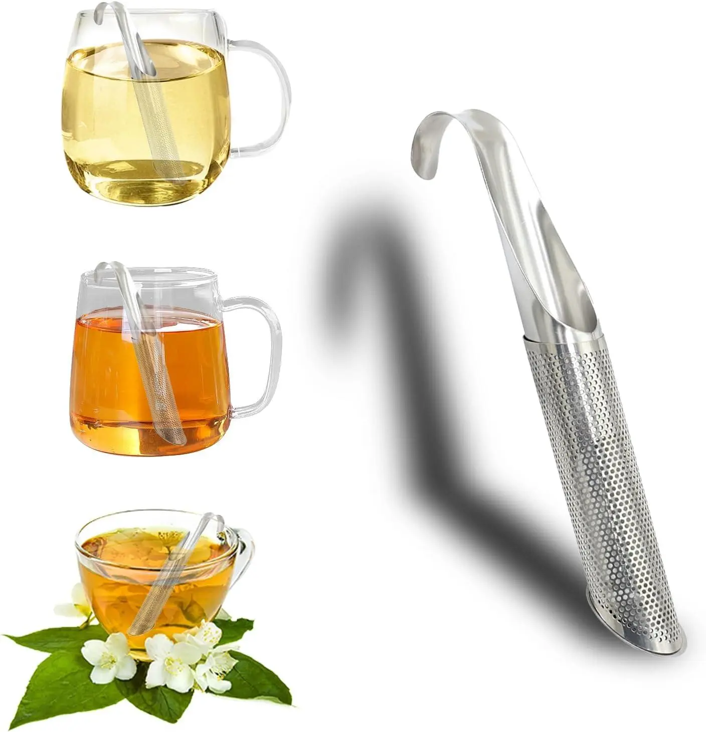 Stainless Steel Tea Infuser Premium Quality Food-Grade Diffuser with Retractable Mechanism & Convenient Hook for Loose Leaf Tea Coffee & Spices