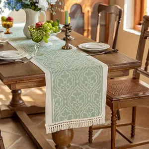 Boho Style Table Runner, Vintage Tablecloth with Tassel, Rectangular Tablecloth for Home Kitchen Dining Room Decor