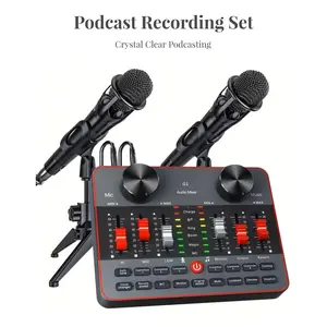 All-in-1 Podcast Recording Sound Card & Microphone Set, Built-in Intelligent Noise Reduction Mixing Function, Plug-and-Play for Phones & PCs, Ideal for Live Streaming & Vocal Recording