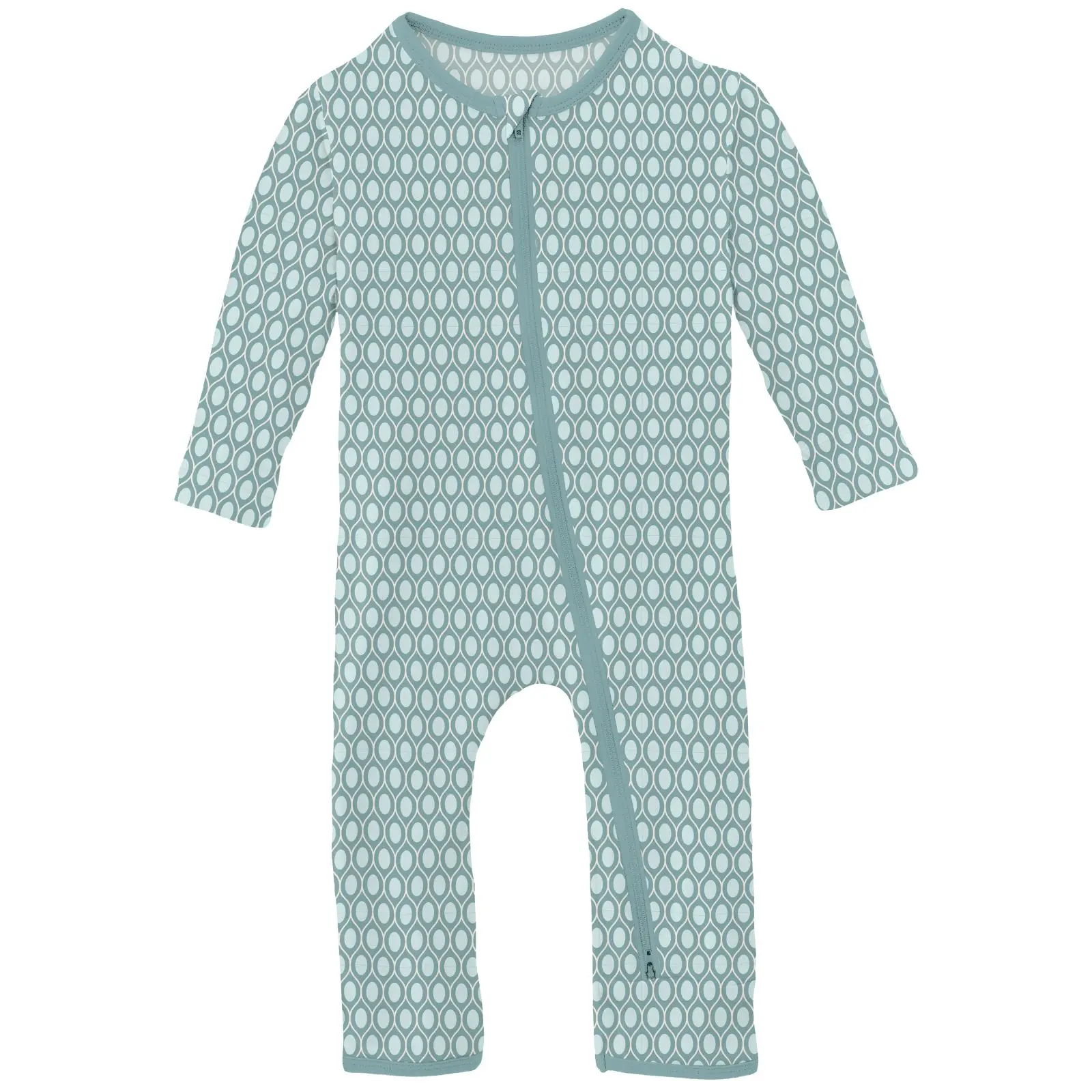 Bamboo Coverall with 2-Way Zipper - Jade Wavy Lattice