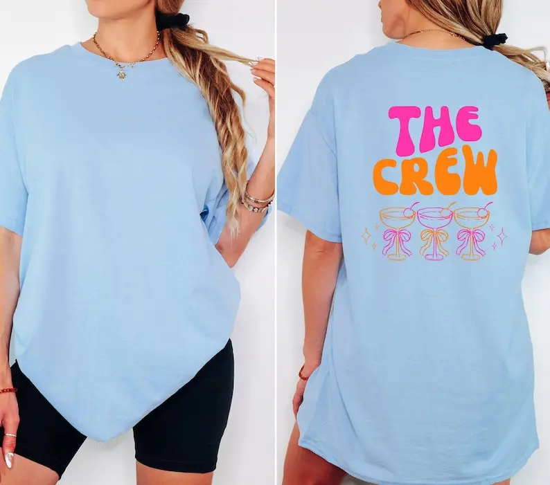 Hen party T-shirt, hen party shirts, pink and orange hen party shirts, back print, team, bride shirt with name, hen party for women, group T-shirt, wedding