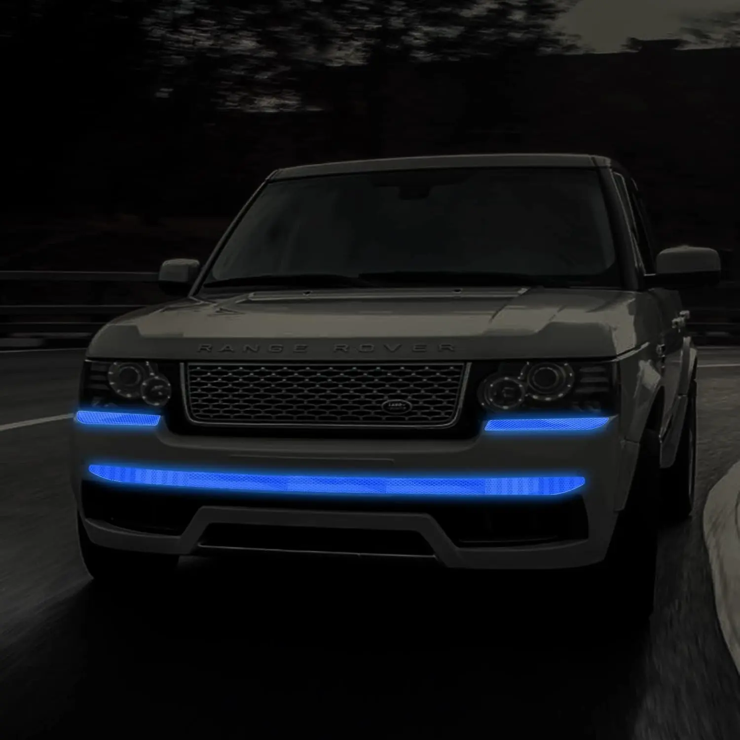 7-Pc Strong Reflective Car Decals Sticker Set (Blue, 2-Inch Stripe), Waterproof Self-Adhesive Car Exterior Accessories for Bumper/Trunk/Mirror, Boosts Night Vision, Improves Vehicle Recognition