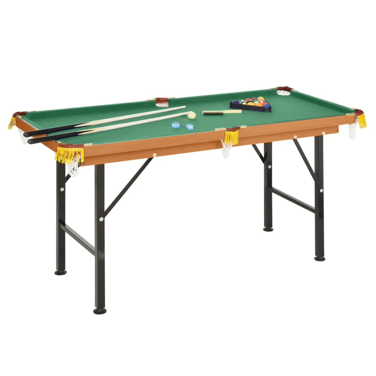 Soozier 55" Rectangle Foldable Billiard Game Table - Portable Folding Indoor Gaming Furniture with Classic Authentic Design, Includes Full Pool Set (Cues, Balls, Rack, Chalk), Assembly Required for Adults & Living Areas