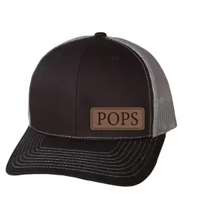 POPS Vegan Leather Patch Cap - Richardson 112 Dad Hat, Dad Gift, Dad Birthday Gift, Richardson Cap, Cap Daddy