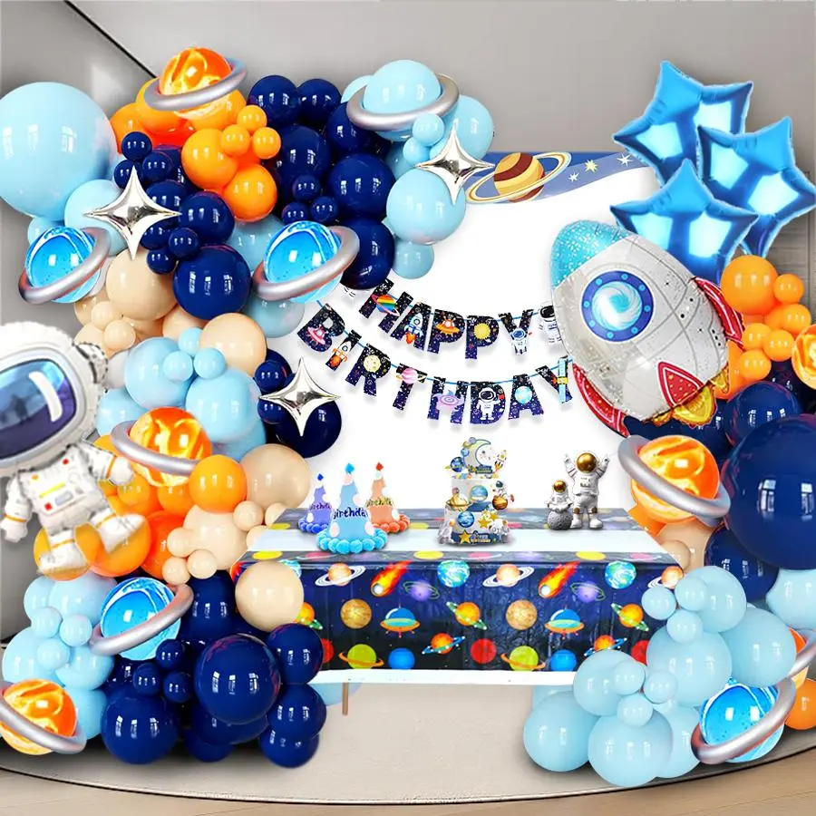 Space Themed Balloon Arch Kit, Balloon Arch Backdrop, 174pcs/set Balloon Garland Set, Happy Birthday Banner, Party Balloons Decorations, Party Decoration Supplies for Birthday Wedding Graduation