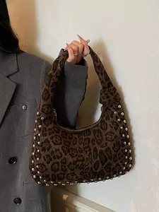 Women's One Shoulder Tote Bag, Leopard Print Hobo, Hobo Shoulder Bag, Adjustable Shoulder Strap, Zipper Closure, Fashionable & Versatile, Trendy Commuting Bag, Shoulder Handbag, Daily Commuter Bag
