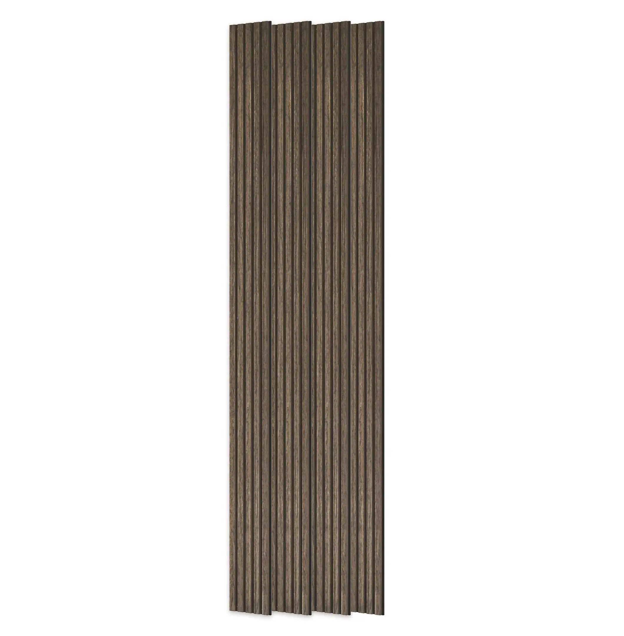 4-Pack 95x8in Wood Acoustic Panels with Vertical Lines & Wood Slats, Sound-Absorbing Slat Wall Panels for Home & Office, Walnut Finish Indoor Furniture Room Dividers