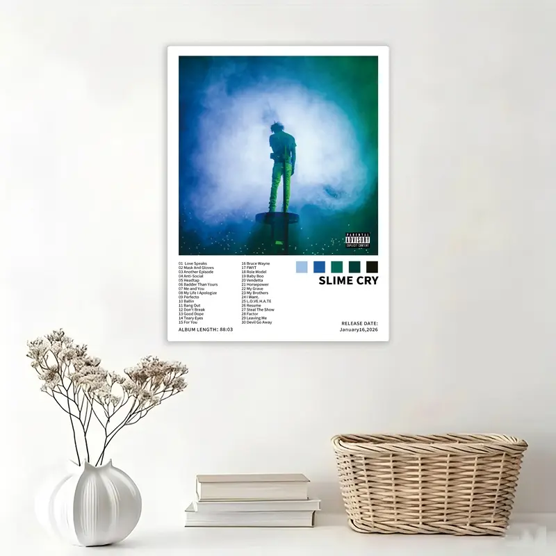 YoungBoy - Slime Cry - Canvas Poster of Music Album Cover, Unframed Art Print, Home Decor, Bedroom Birthday/Christmas Gift, Suitable for Living Room, Retro Style, Vintage Wall Art, Decorative Wall Art, Ideal for Hip Hop Music Fans