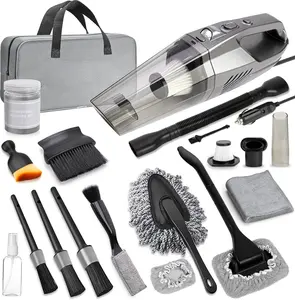 Cleaning Kit,  Vacuum Kit, Gray  Interior Detailing Kit with 8000PA High Power Vacuum, Including 7 count Detailing Brush Set and Bag