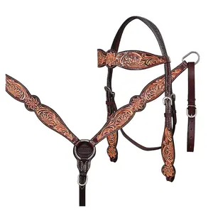 Hilason Western Horse Headstall Breast Collar Tack American Leather