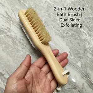 Exfoliating Volcanic Rock & Brush Set, Natural Wood Handle, Gentle Massage Tool, Ideal for Foot Care & Spa Therapy