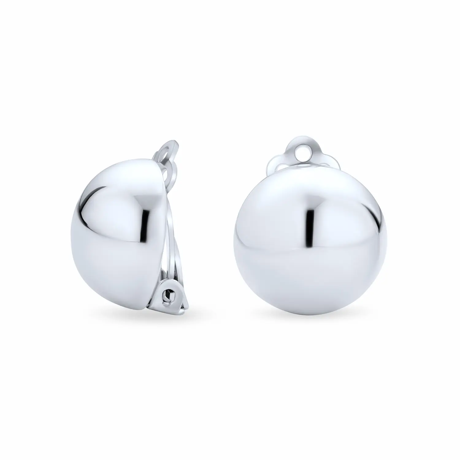 Button Style Round Ball Dome Clip On Earrings Gold Plated Sterling Silver