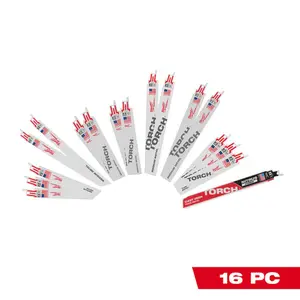Milwaukee 49-22-1216D SAWZALL Metal Cutting Blade W/9" 8 TPI TORCH Blade 17PC