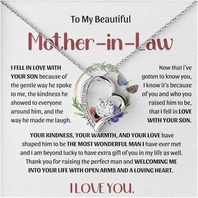 Gold Plated Infinity Necklace for Mother of the Groom, Elegant Cubic Zirconia Pendant with Adjustable Chain, Wedding or Birthday Keepsake, Female, Anniversary, Adults, Casual, Complimentary Soft-Touch Box, Led Spotlight, Mahogany-Style Luxury Box