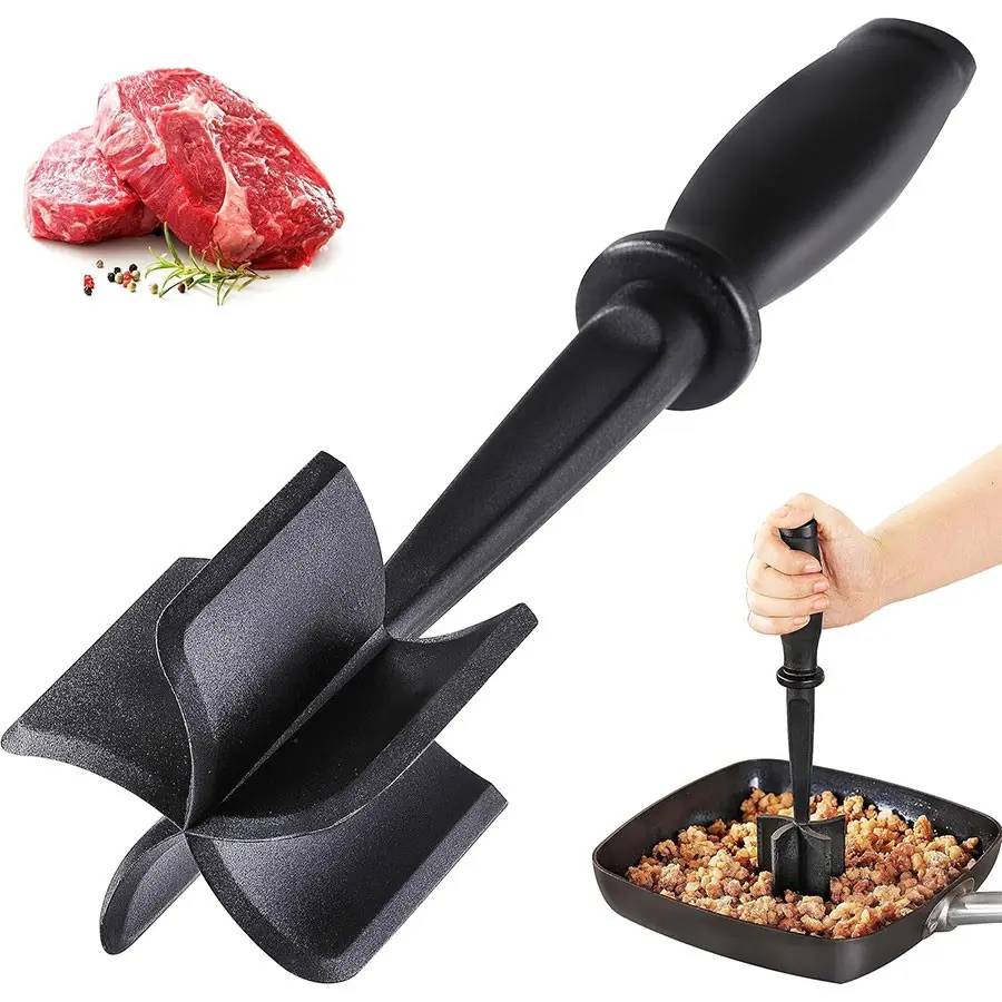 Meat Grinder for Ground Beef and Hamburgers, Heat-Resistant 5-Bend Blade, Nylon Meat Tenderizer, Kitchen Tool for Mixing and Chopping, Utensils, Kitchen Tools and Gadgets