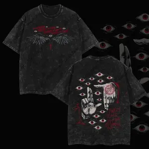 Limited Edition Alucard Hellsing Hand Signs Anime Double Printed Oversize Lightweight Acid Washed Tee, Gift For anime lover 8UK