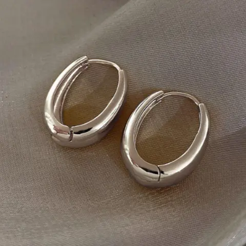 1 Pair Simple Design All-match Plain Hoops Shape Earrings, Minimalist Stylish Hoop Earrings, Fashionable Lightweight Hypoallergenic Earrings for Women, Daily Use, Hoop Jewelry