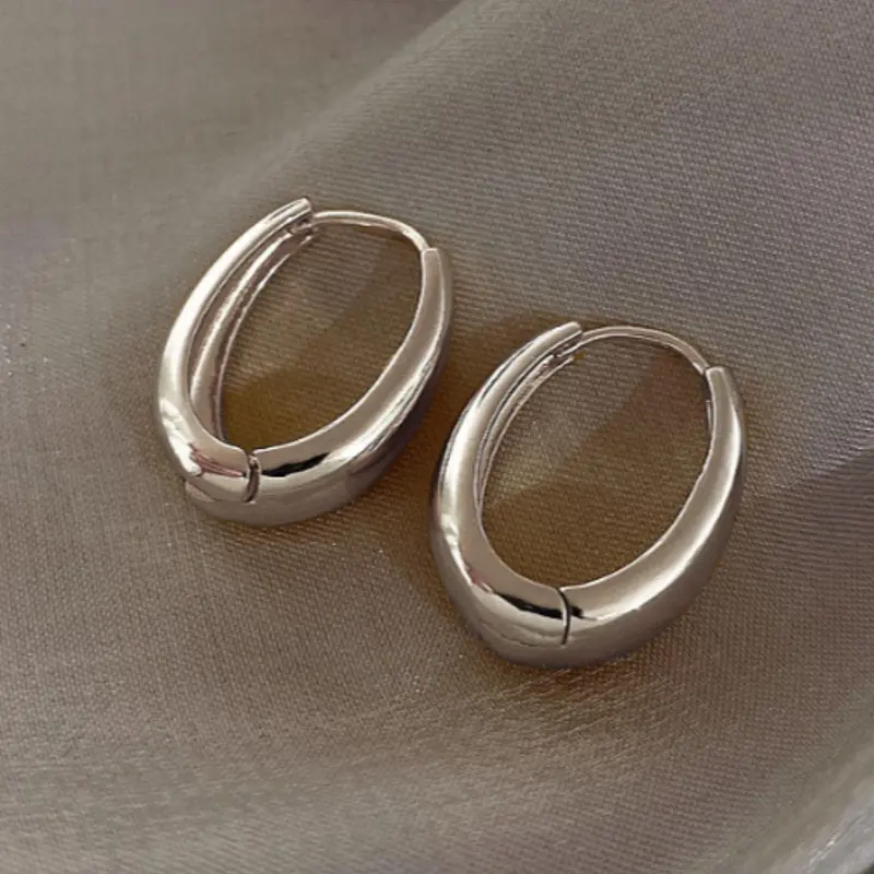 1 Pair Simple Design All-match Plain Hoops Shape Earrings, Minimalist Stylish Hoop Earrings, Fashionable Lightweight Hypoallergenic Earrings for Women, Daily Use, Hoop Jewelry