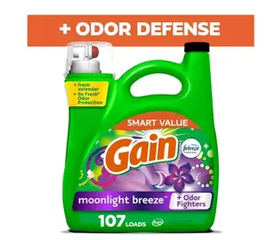 Gain Laundry Detergent Liquid with Odor Fighters, Moonlight Breeze Scent, 154 fl oz, 107 Loads