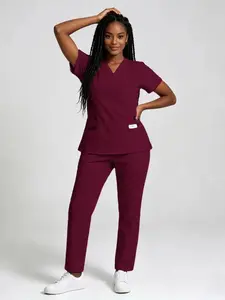 Women's Stretch Scrubs Set That Breathes!Featuring a trendy jogger style with multiple pockets, this smooth, quick-drying Workwear uniform lets you say goodbye to wrinkles & stuffiness for work and beyond.