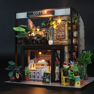 1pc, Handmade Miniature Cafe Dollhouse Kit - DIY 3D Puzzle with Furniture - Perfect Valentine's Day, Christmas, and Birthday Gift