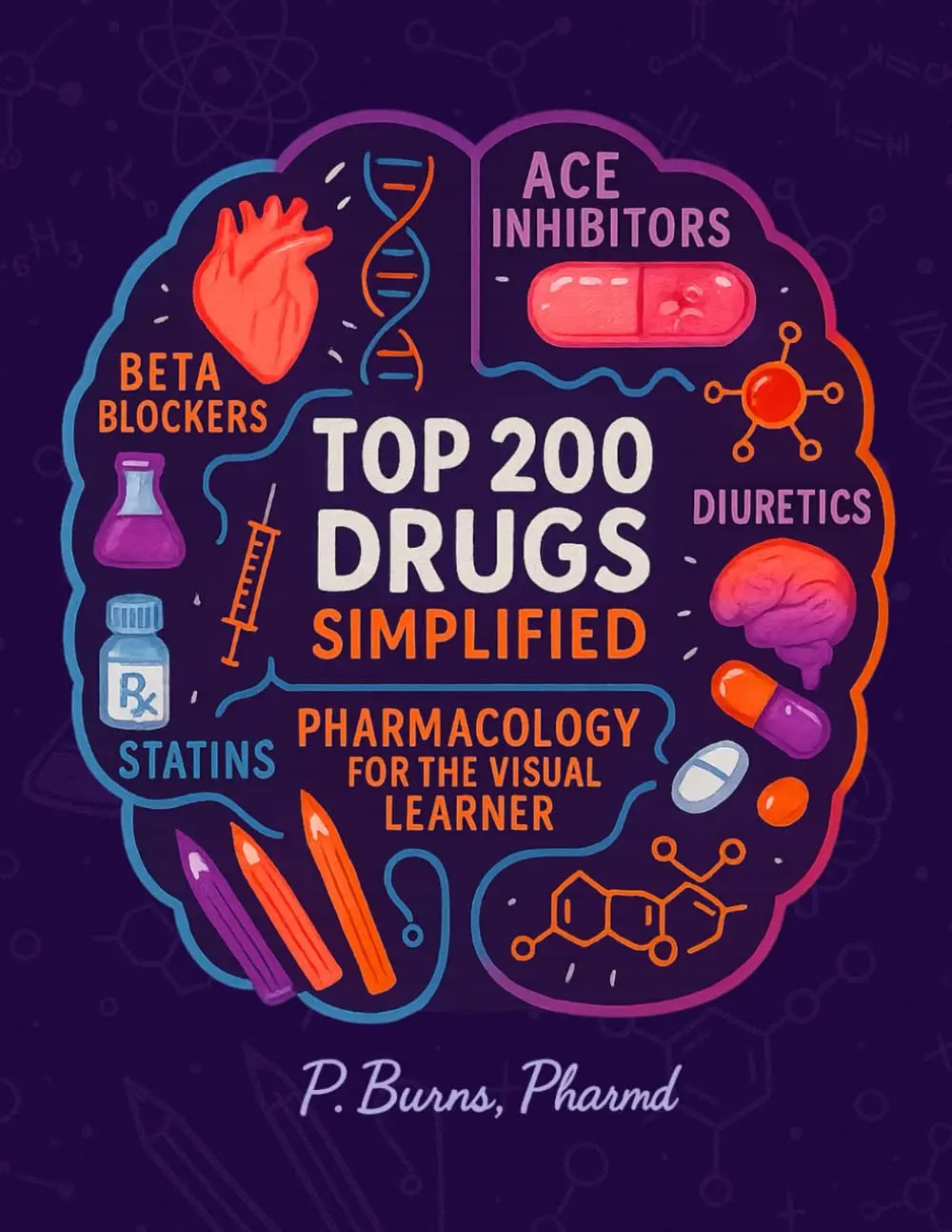 Top 200 Drugs Simplified: Pharmacology Coloring Book & Study Guide: Over 300+ pages of Clinical Pearls, Memory Aids, High-Yield Reviews for Medical, ... Technicians (NCLEX, PTCB, USMLE, NAPLEX)