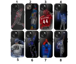 8 Styles All American Baseball Neon Style Phone Case, American Baseball Player Phone Case, For iPhone X 11 12 13 14 15 16 17 Air Plus Pro Max