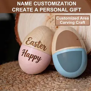 Personalized Engraved Wooden Easter Egg Custom Name Kids Treat Container