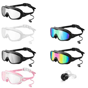 2-Pack Swimming Goggles Wide View No Leak Swimming Goggles Anti-Fog Adult Swimming Goggles, 180° Wide View Clear Vision Pool Goggles for Adults Teens, Multiple Colors