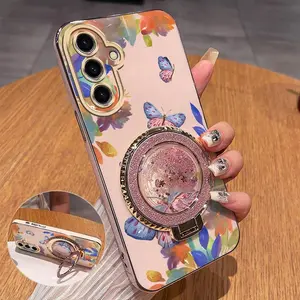 1 Piece Stylish A17 Blue butterfly With bracket Pattern Comfortable feel Case Suitable For Galaxy A17 Phone Cases With Impact Resistant Ideal For Fashion