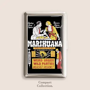 Vintage Marihuana Movie Cigarrette Case Zigarettenetui Wallet Vintage Metal 100s Blunt Holder