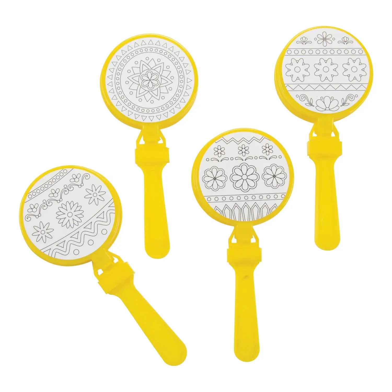 Fun Express 6" Color Your Own Fiesta Party Plastic Maraca Clappers � 12 Pc.