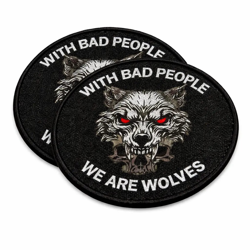 2PCS Wolf Tactical Velcro Morale Patches - "We Are Wolves" Embroidered Badge, Strong Velcro Backing, Glowing Red Eyes, Premium Embroidery, No Sewing Needed for Backpack, Vest | TikTokshop Spring Glowup, Summervibes