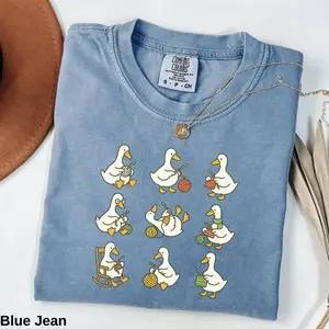 Comfort Colors Cute Goose Crocheting TShirt, Funny Yarn Lover Tee, Crochet Gift for Women, Animal Crochet T-Shirt, Goose Yarn Craft Graphic Tee