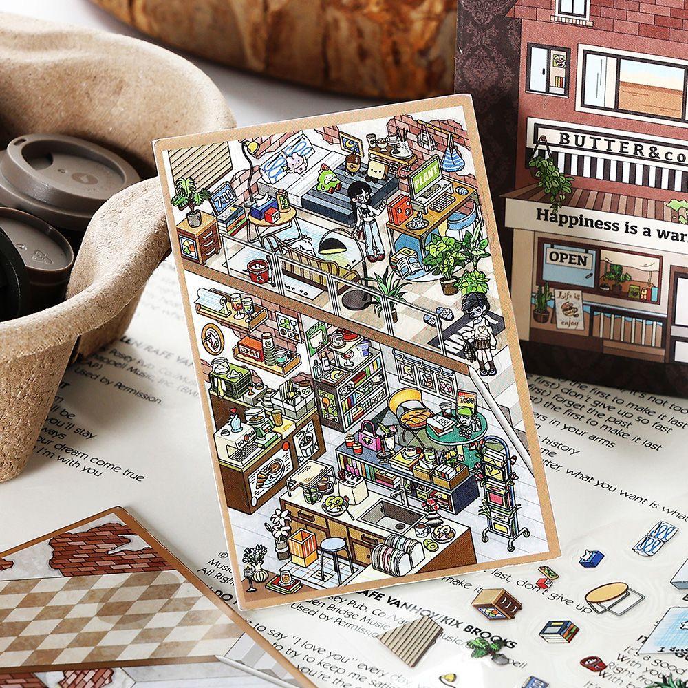 4-in-1 Miniature Scene Sticker Set, A Curated Collection of 3D Stickers for Scrapbooking & DIY Decals. Versatile & Creative Fun. (Tweezers Included)