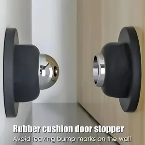 2 Piece Door Stopper Set, No Drilling Required, Shockproof Weather Resistant, Shock Absorption, Magnetic Rubber Floor Adhesive, Ideal for Home and Office