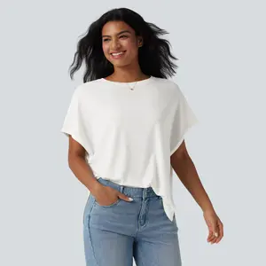Halara Round Neck Batwing Sleeve Relaxed Casual T-Shirt