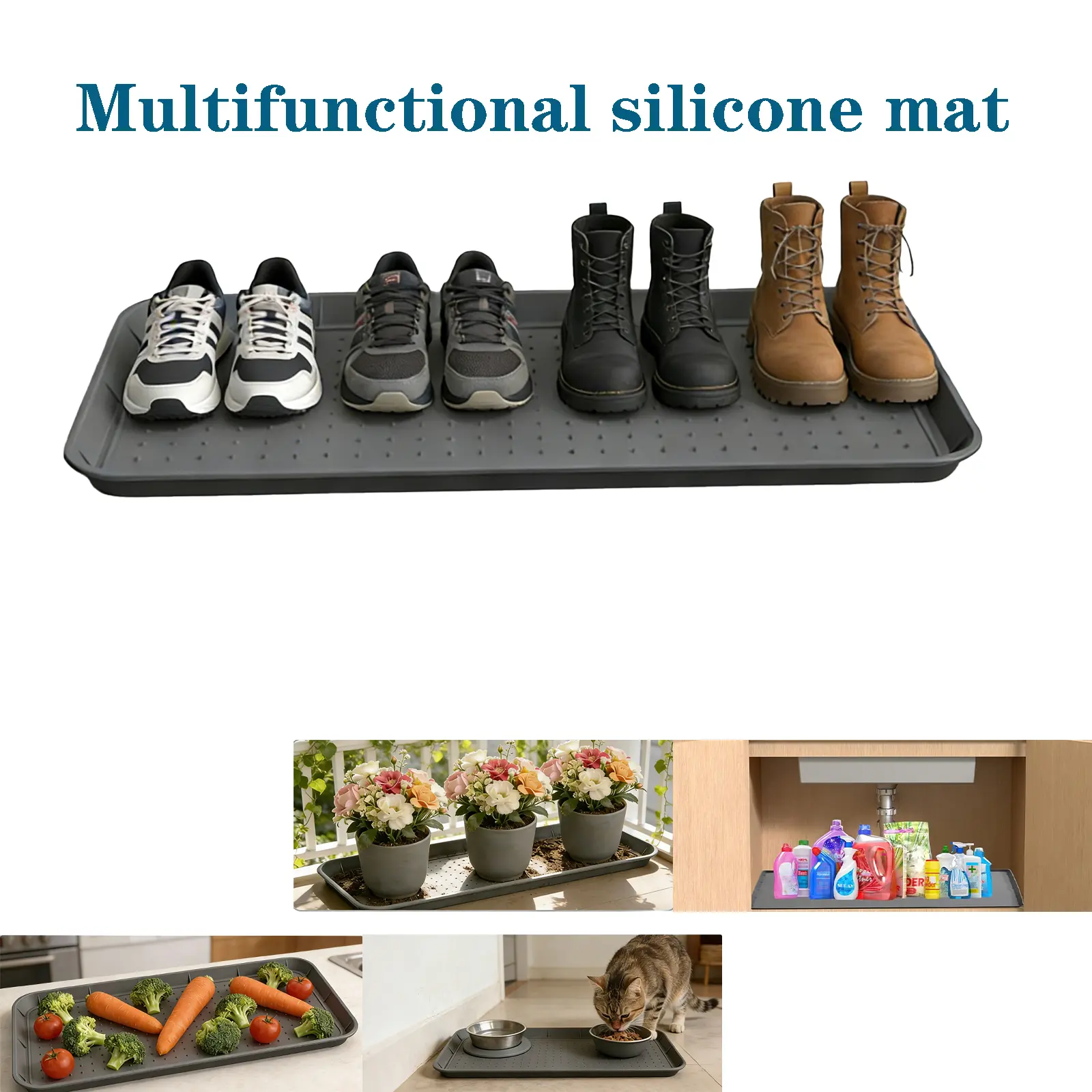 Boot tray silicone mat, Mat for Shoes, with waterproof shoe tray, suitable for indoor and outdoor multi-functional trays in entryways, door shoe storage cabinet, size 15x30 inches, Indoor Welcome Mat, Floor Mat