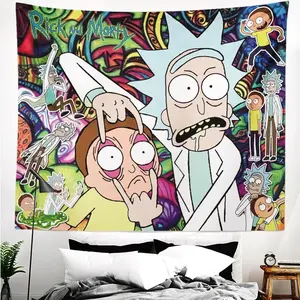 Rick and Morty Tapestry Gift Hanging Backdrop for Home Bedroom Girls Fans Background Banner Party Birthday Supplies Decor, Wall Tapestries