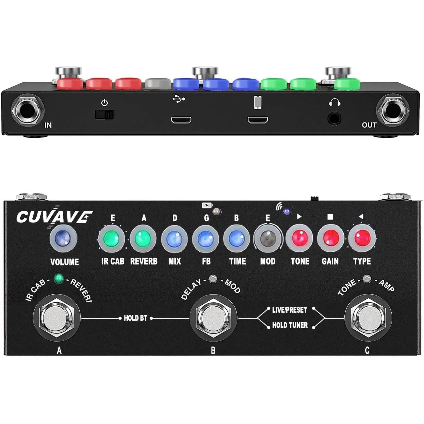 Multi Effects Guitar Pedal,Cube  Guitar Multi Effects Pedal Delay Chorus Phaser Reverb Effect Pedal