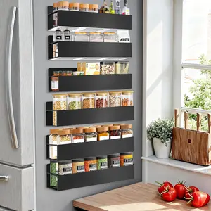 6Pack Magnetic Spice Rack Organizer for Fridge Seasoning Organizer for Kitchen storage with Screw Magnetic Shelf with Hook for Refrigerator and Oven