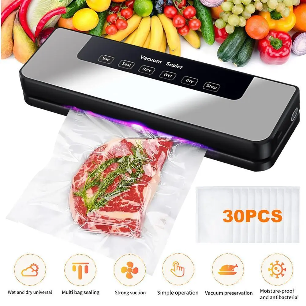 【BackToSchool】Vacuum Sealer Machine, Automatic Food Sealer with Suction Power, Includes Bags & Cutter, One-Touch Operation, Dry/Moist Modes,Free Bags, Perfect Christmas & New Year Gift ldea