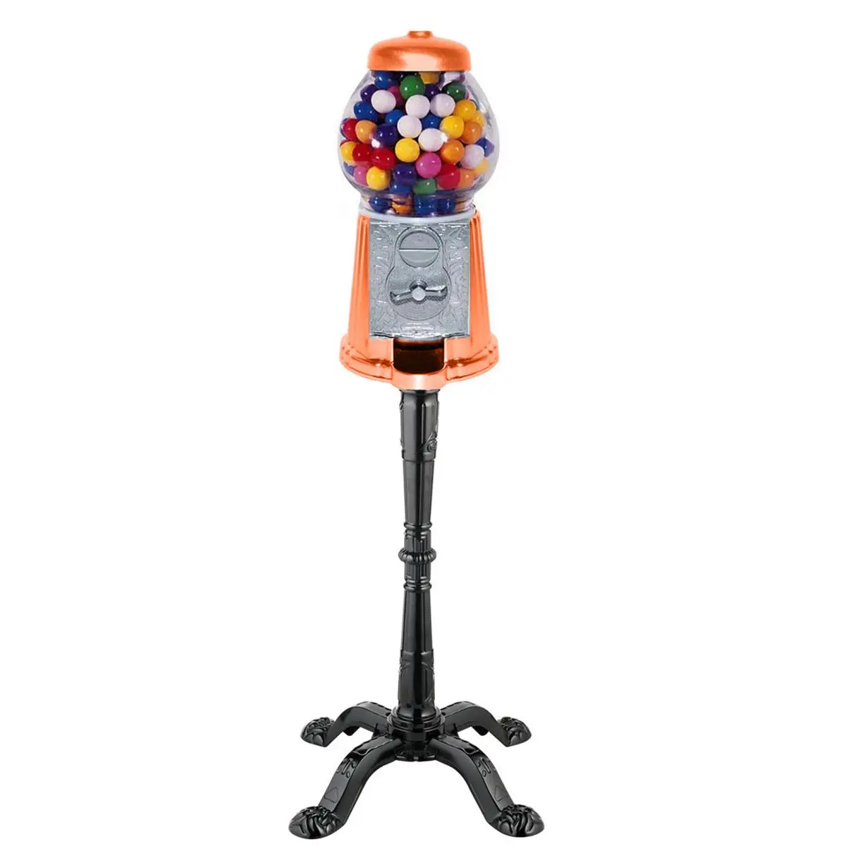 AGMC AGMC-11 15 in. Gloss Pumpkin Orange Tall Gumball Machine with Antique Style Stand
