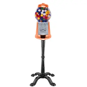 AGMC AGMC-11 15 in. Gloss Pumpkin Orange Tall Gumball Machine with Antique Style Stand