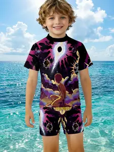 Sci-Fi Style Boys' Split Swimwear, Kids Summer Quick-Dry Swimsuit, Boy's Beach Vacation Shorts, Perfect for Holidays and Gifts